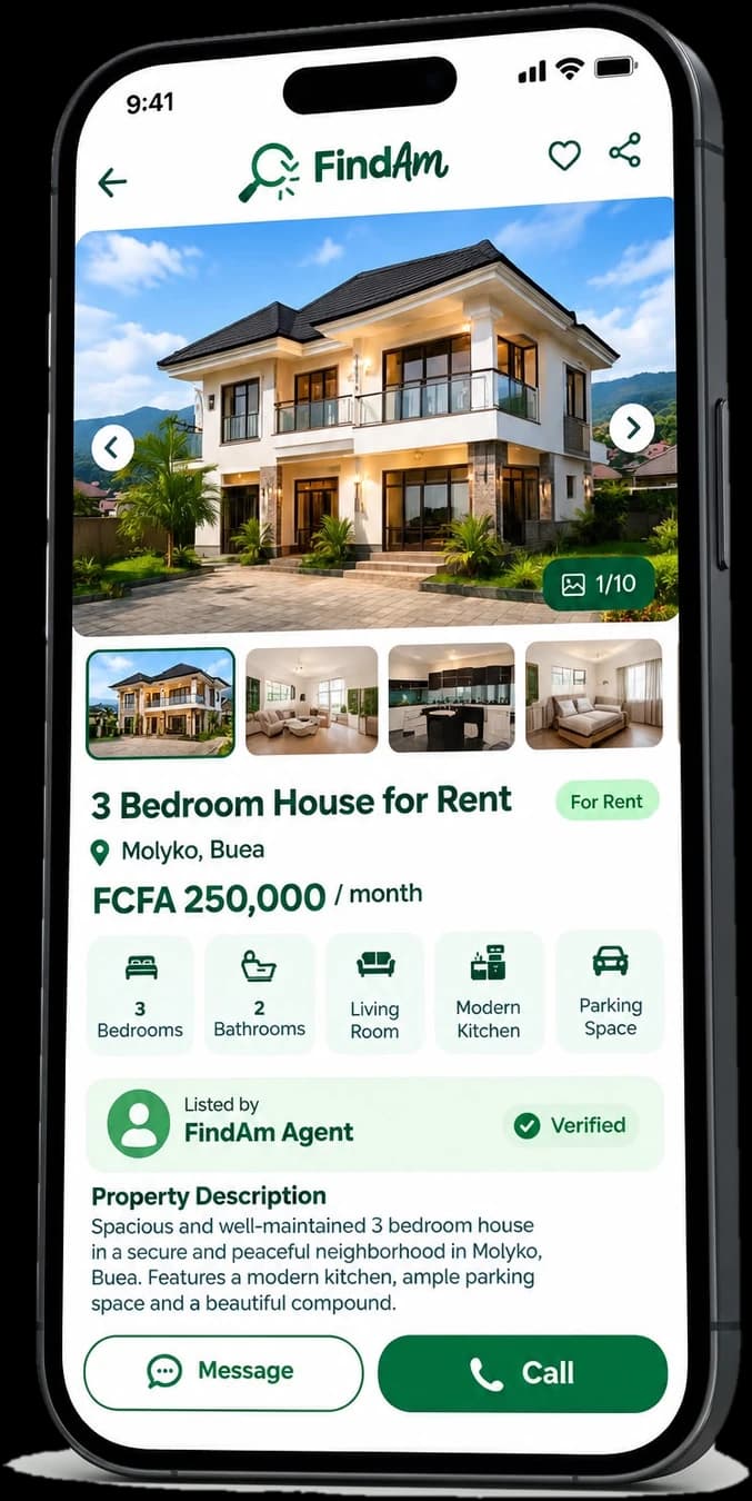 A rental listing in the FindAm app