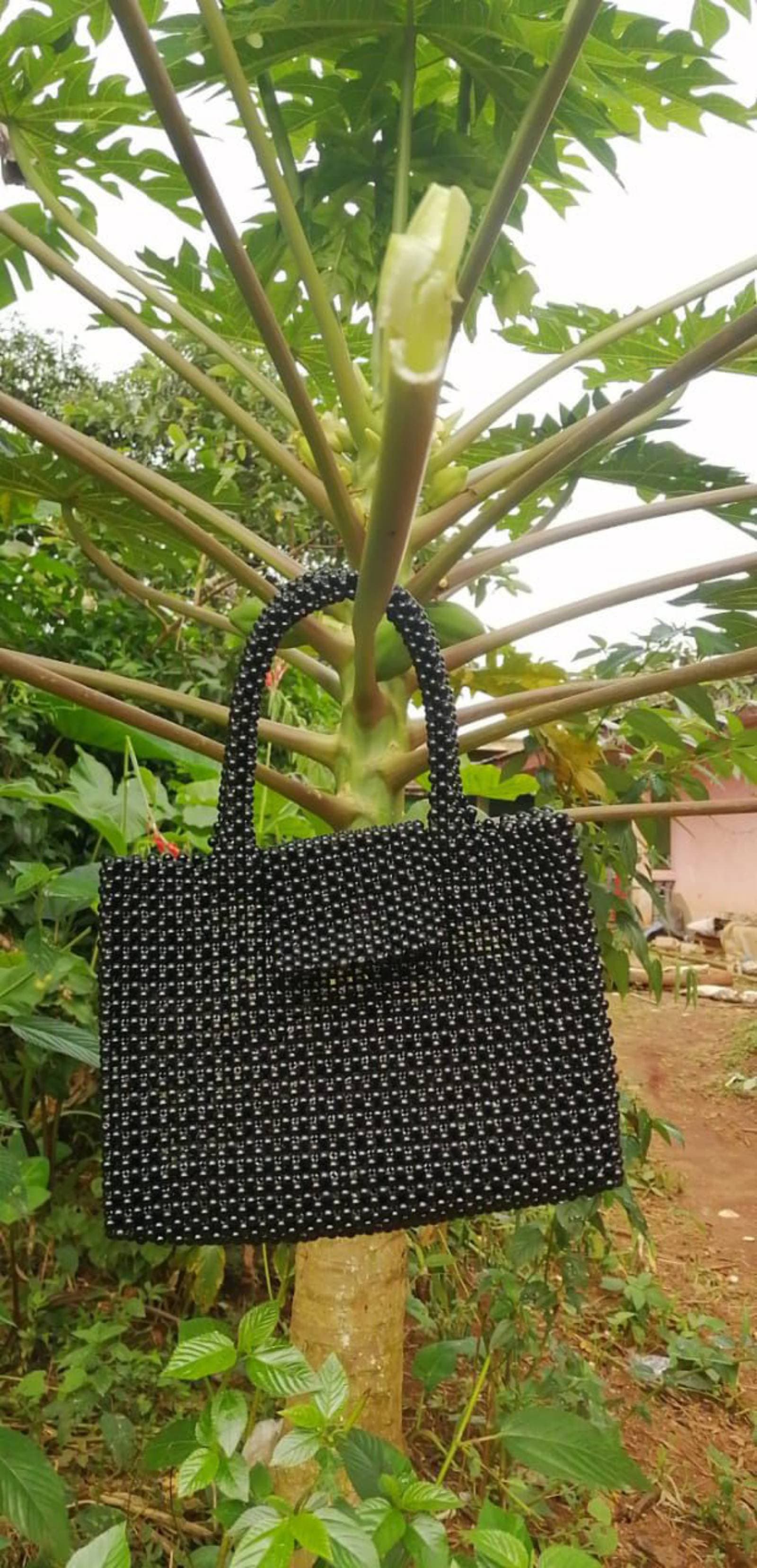 Ébène | Handcrafted Black Beaded Bag