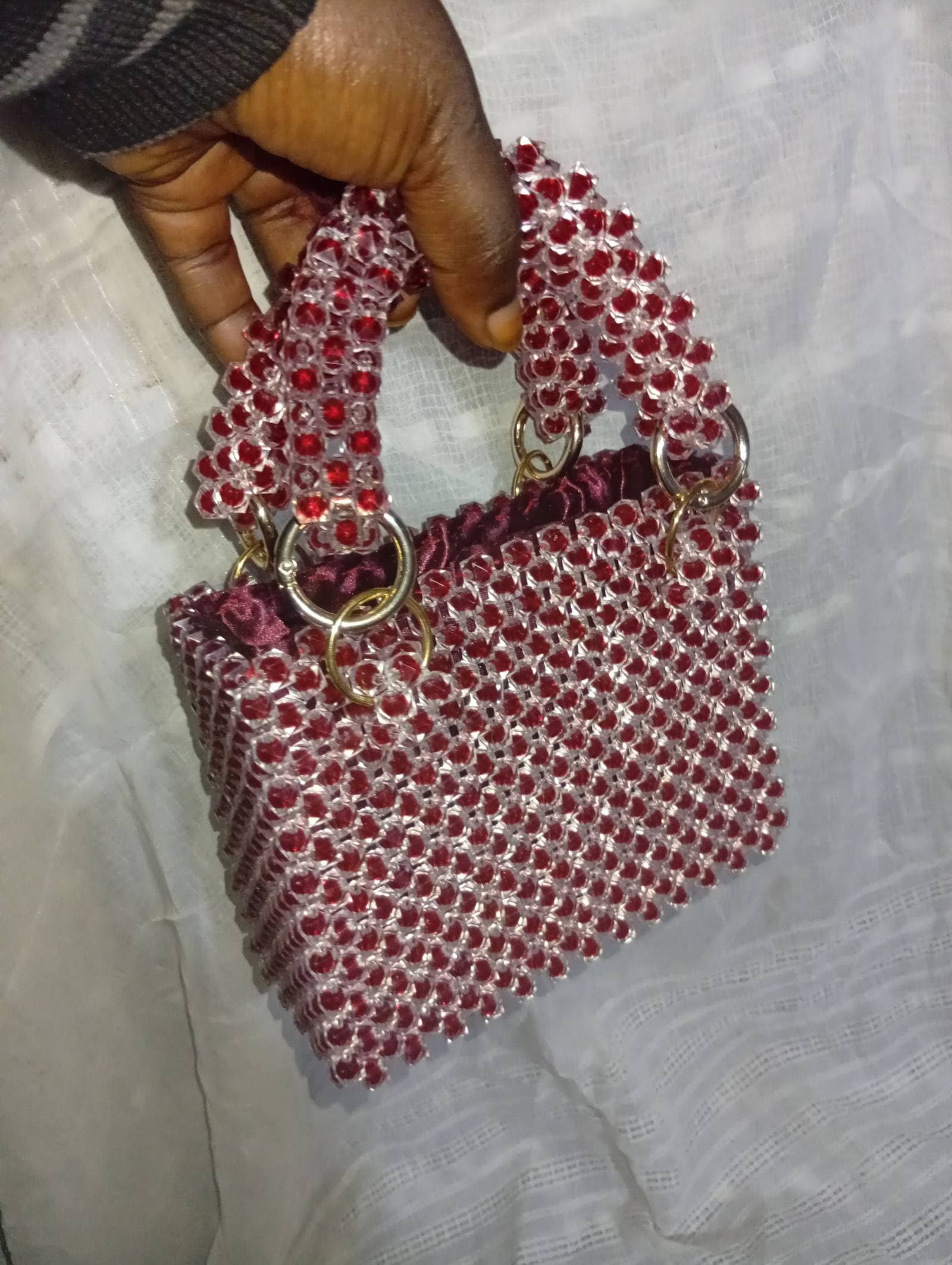 Burgundy Bloom/Handcrafted beaded bag