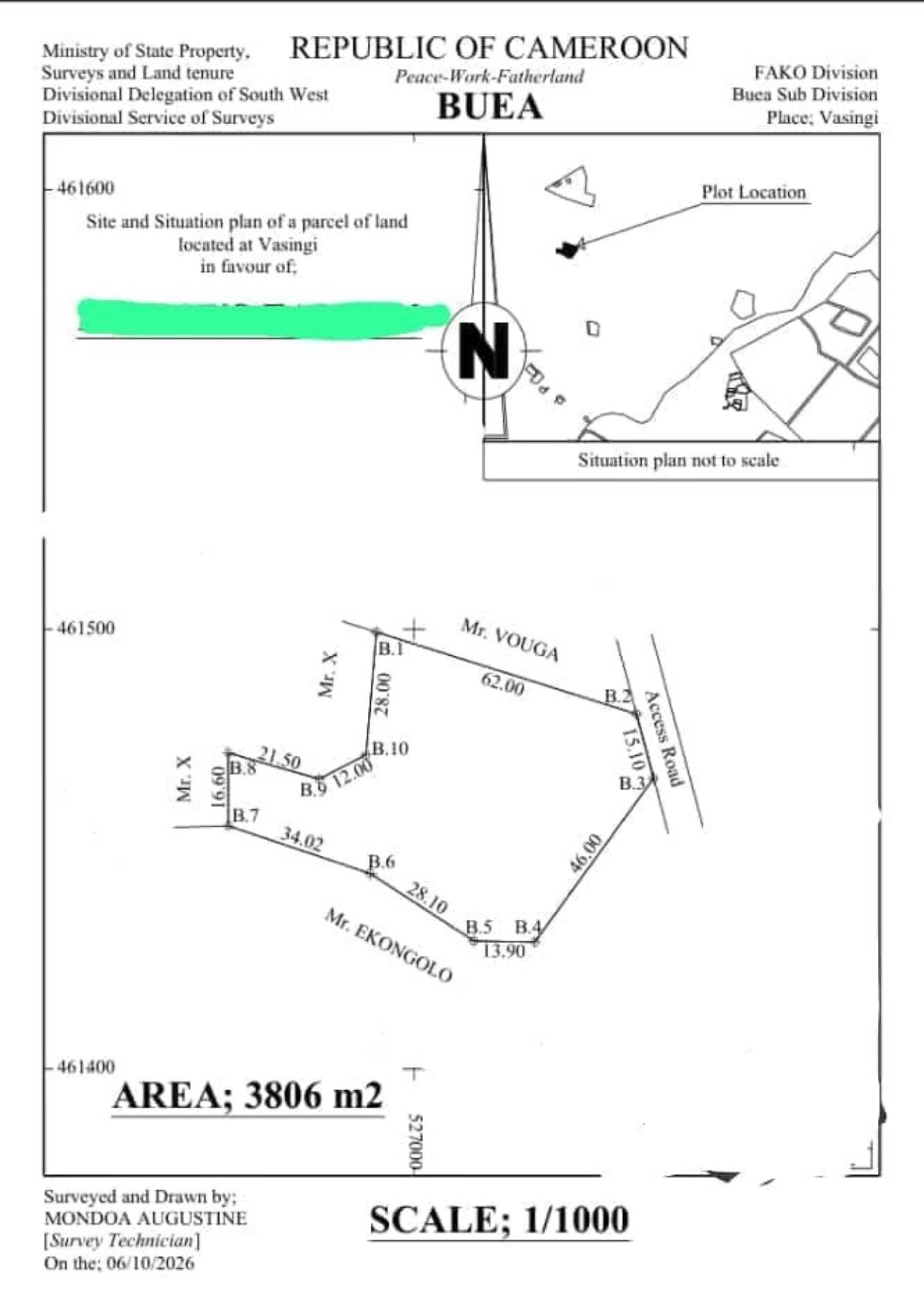 Plot of land Measuring 3800m² at Buea Town