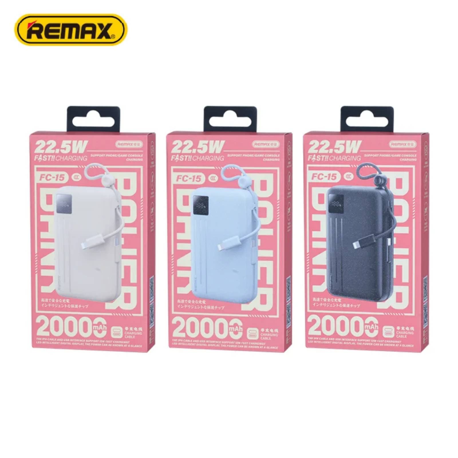 Remax 20kmah Powerbank with Inbuilt cables