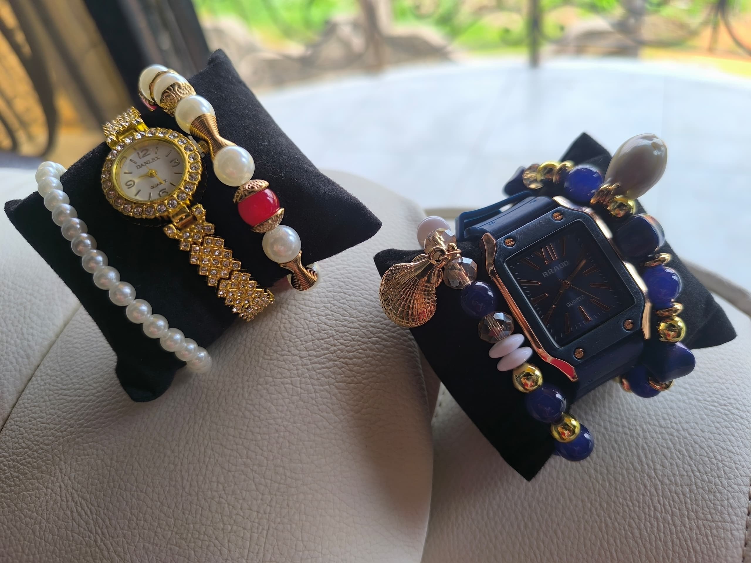 Wrist watch, bangles, chain set
