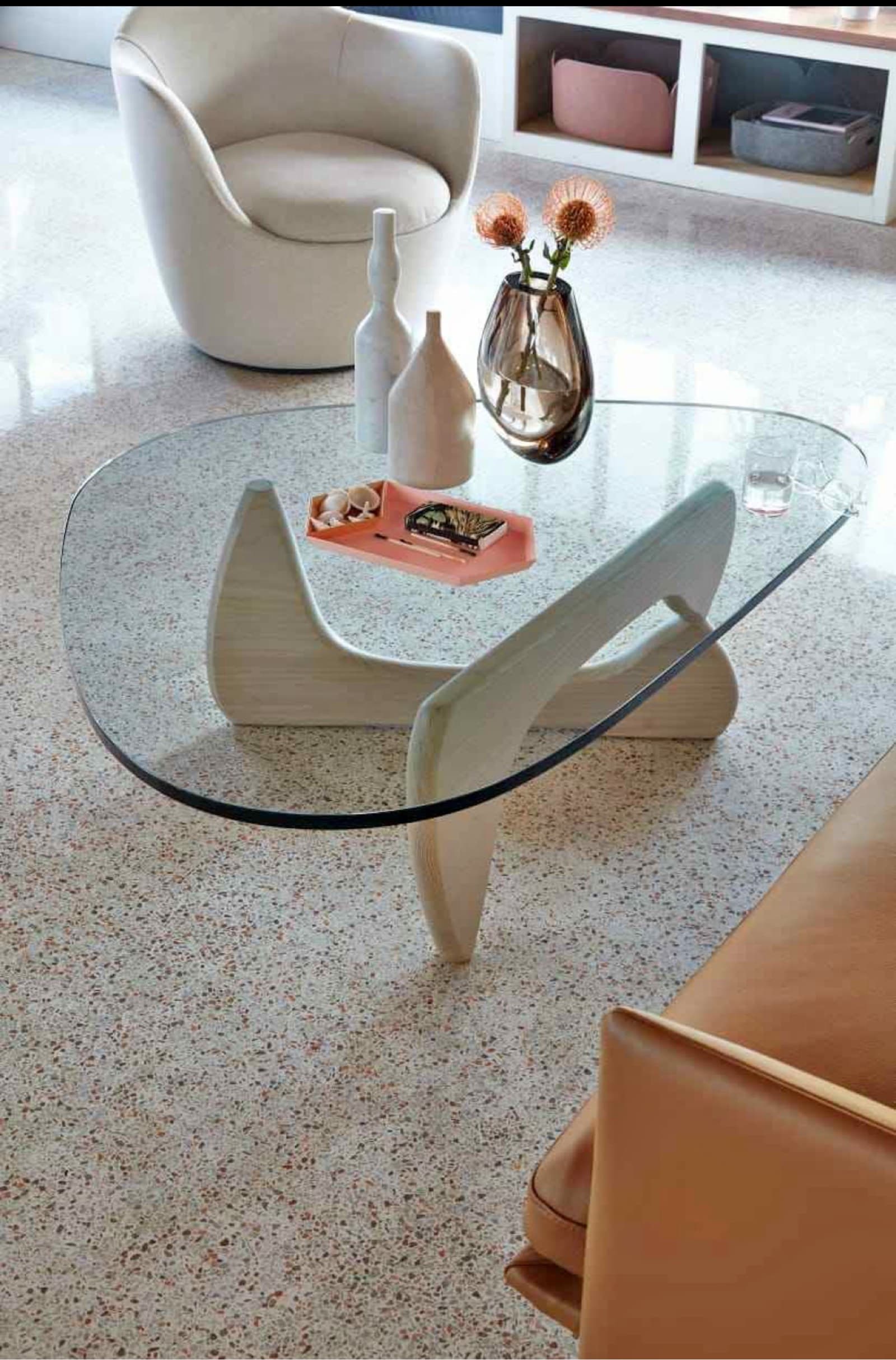 Triangular glass table